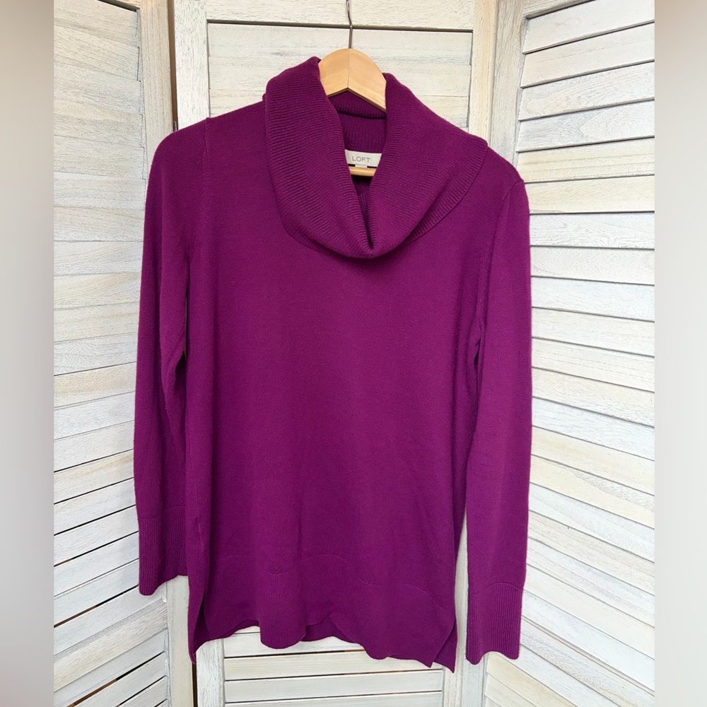 LOFT Purple/Magenta Cowl Neck Sweater